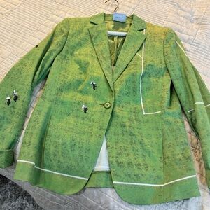 Green Blazer with White Accents